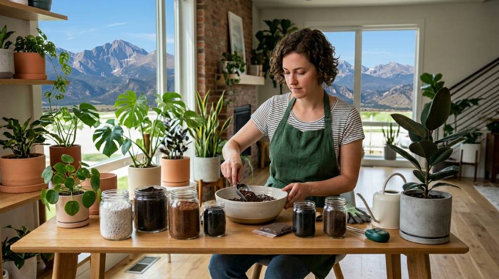 Raised patio garden in Denver using smart potting blend methods for healthy vegetable growth