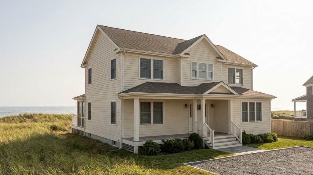 Tampa coastal home with balanced exterior paint colors